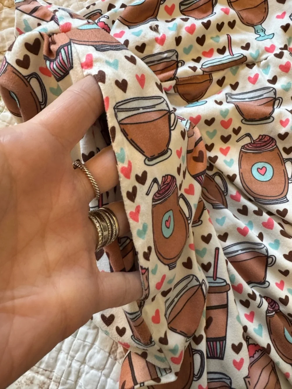 Jordann Jammies Coffee Print Pajama Set Size Small Cozy Lounge Set - Picture 10 of 10